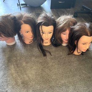 Lot of 5 human hair mannequin heads